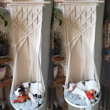 Cat Swing Bed Cage Boho Style Handmade Hanging Sleep Chair Seats Tassel CatsToy Cotton Rope Macrame Tassel House-Cat Hammock-Life Guidance Discoveries