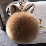 Furry Pom Pom Key Chain with Ears Charm