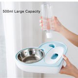 2 In 1 Pet Dog N Cat Water N Food Bowl Set with Automatic Water Dispenser Bottle Detachable Stainless Steel-Cat Dish-Life Guidance Discoveries