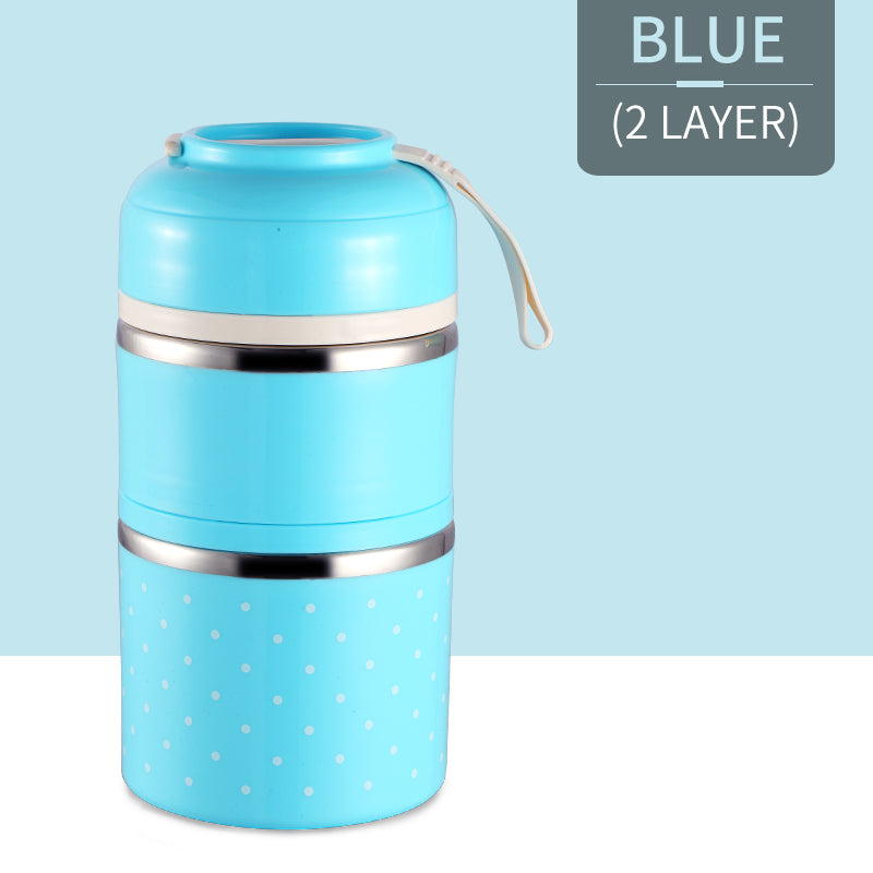 blue 2 layer thermal lunch box