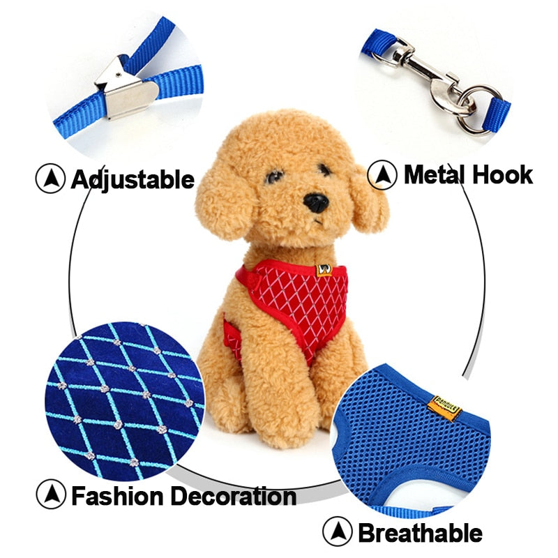 Rhinestone Mesh Cat Harness And Leash Set= Breathable & Adjustable-Cat Harness-Life Guidance Discoveries