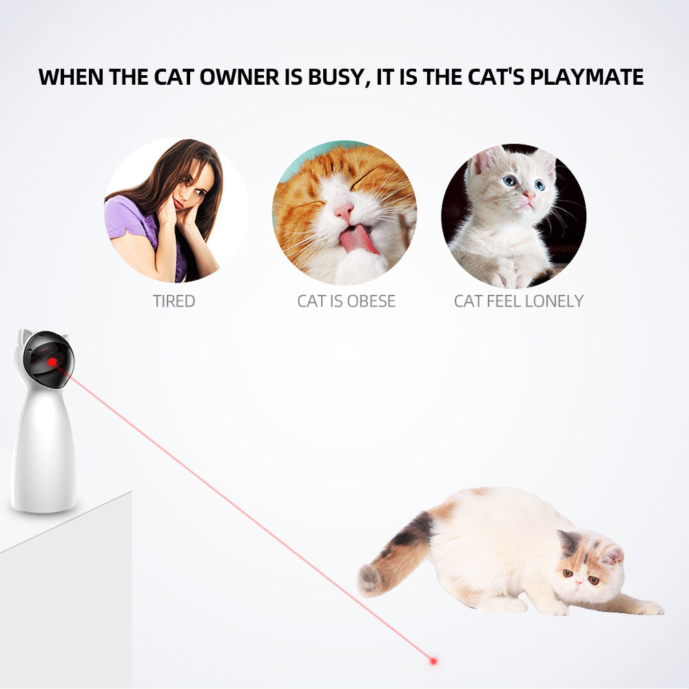 Cat Interactive Toy LED Laser Funny Toy Auto Rotating Cat Exercise Training Entertaining Toy Multi-Angle Adjustable USB Charge-Cat Toy-Life Guidance Discoveries