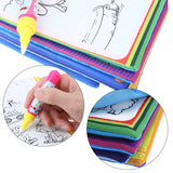 magic marker, pages of coloring book in green, blue, pink, yellow, 