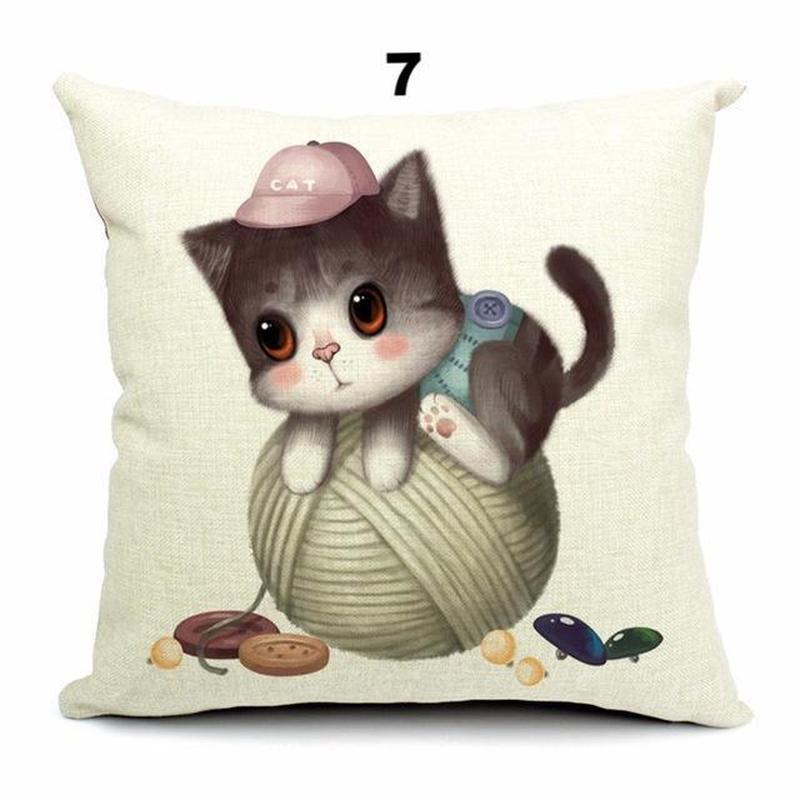 Cute 3D Retro Teacup Cat Cushion Covers-Cat Pillow Covers-Life Guidance Discoveries