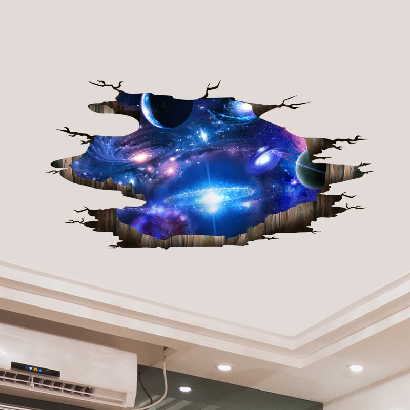 3D Wall Sticker depicts galaxies and planetary movement