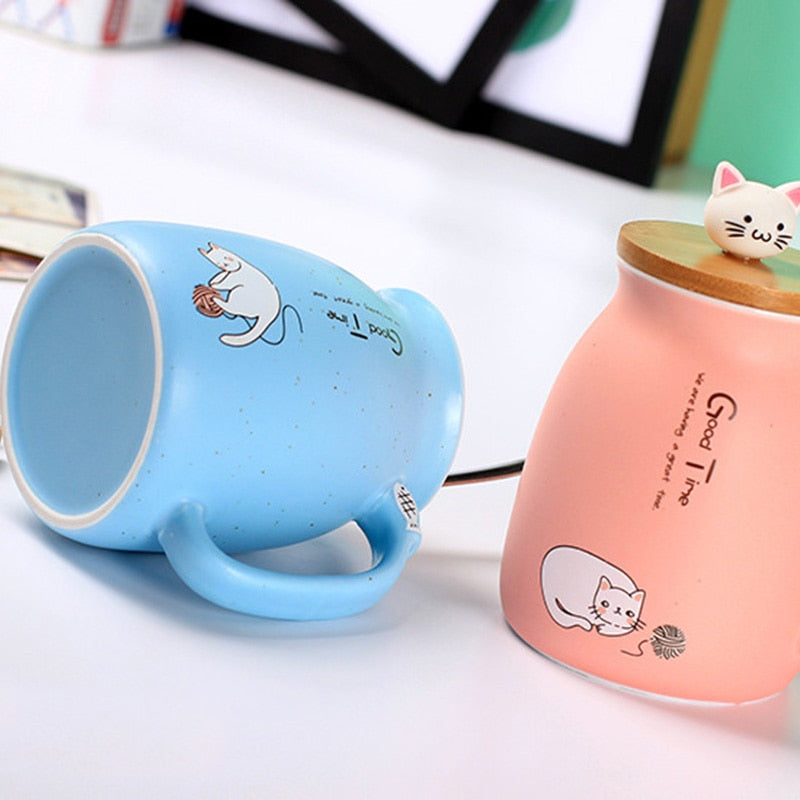side view of Cat Cup with cat graphic