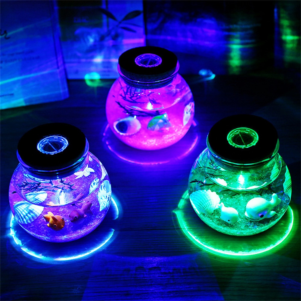 Novelty RGB LED Night Lamp Romantic Sea Fish Stone Ocean Bottle Night Lights For Children Baby Christmas Gift Bedroom Decoration